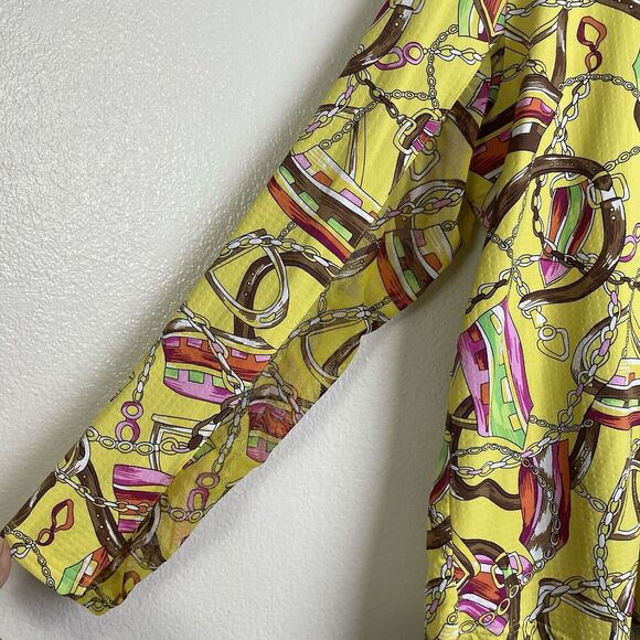 Icikuls Golf Shirt Womens Size XXL Yellow Long Sleeve Mesh 1/4 Zip Top Horse Bit - Picture 4 of 8